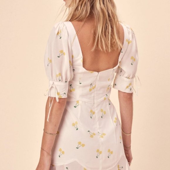For Love And Lemons Dresses For Love And Lemons Yellow Cherry Print Dress Poshmark